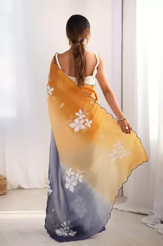 Multi sequins work multi padding saree