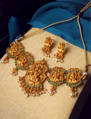 Gold plated goddess necklace set 1