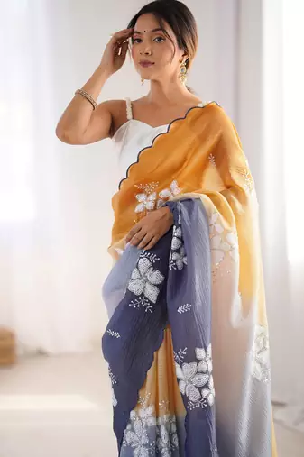 Multi sequins work multi padding saree