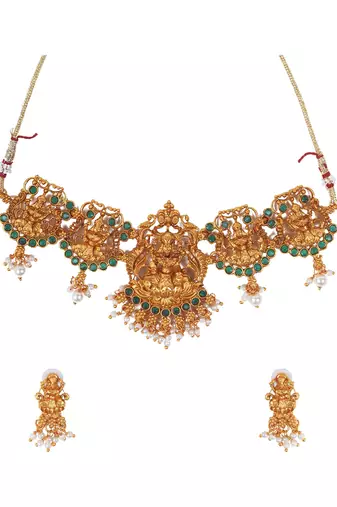 Gold plated goddess necklace set