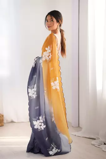 Multi sequins work multi padding saree