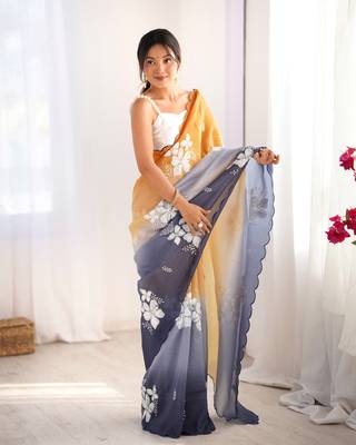 Multi sequins work multi padding saree 6