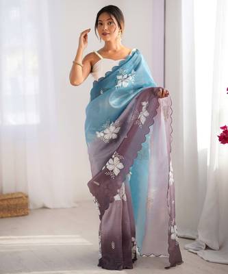 Multi sequins work multi padding saree 1