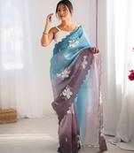 Multicolor sequins work multi padding saree