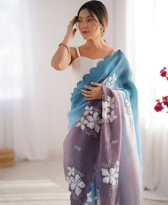 Multi sequins work multi padding saree 4
