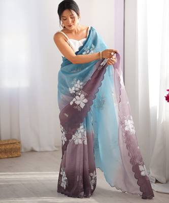 Multi sequins work multi padding saree 5