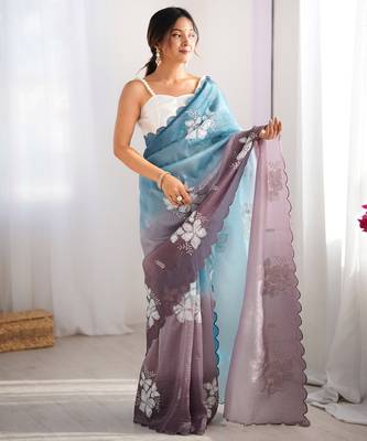 Multi sequins work multi padding saree 6