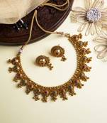 Antique matte finish bodla necklace set