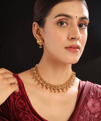 Antique matte finish bodla necklace set 2