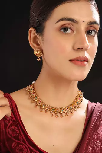 Antique matte finish bodla necklace set