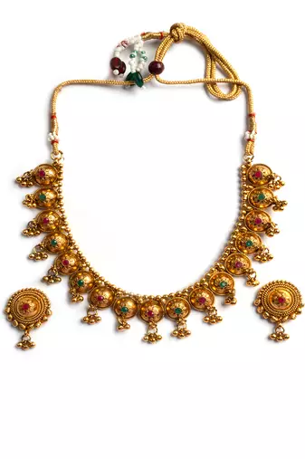 Antique matte finish bodla necklace set