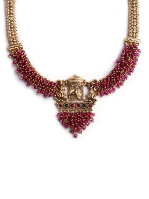 Gold plated red hydra beads barati necklace set 3