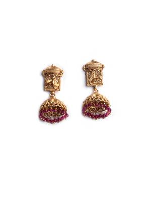 Gold plated red hydra beads barati necklace set 4
