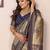 Blue banarasi tissue silk blend zari woven saree