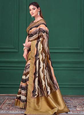 Lilac purple tussar silk blend woven printed saree 4