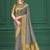 Grey tussar silk blend woven printed saree
