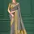 Grey tussar silk blend woven printed saree
