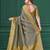 Grey tussar silk blend woven printed saree