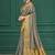 Grey tussar silk blend woven printed saree