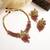 Gold plated gaj necklace set with red hydra beads