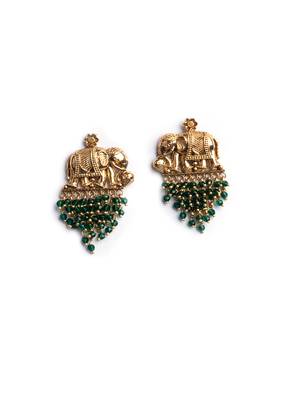 Gold plated gaj necklace set with green hydra beads 4