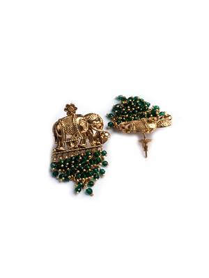 Gold plated gaj necklace set with green hydra beads 5