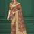 Chiku tussar silk blend woven printed saree
