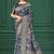 Blue tussar silk blend woven printed saree