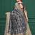 Blue tussar silk blend woven printed saree