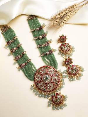 Green beads kemp bridal jewelry set 1