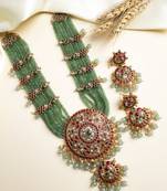 Green beads kemp bridal jewelry set