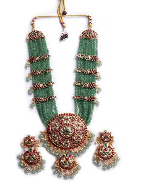 Green beads kemp bridal jewelry set 2