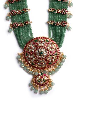 Green beads kemp bridal jewelry set 3