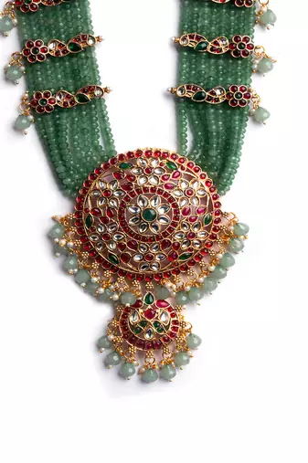 Green beads kemp bridal jewelry set