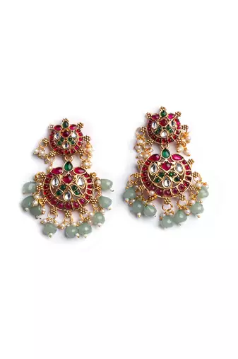 Green beads kemp bridal jewelry set
