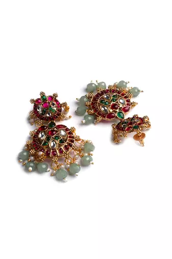 Green beads kemp bridal jewelry set