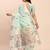 Sea green linen cotton woven saree