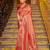 Peach banarasi silk blend zari woven saree