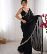Black fendy satin saree