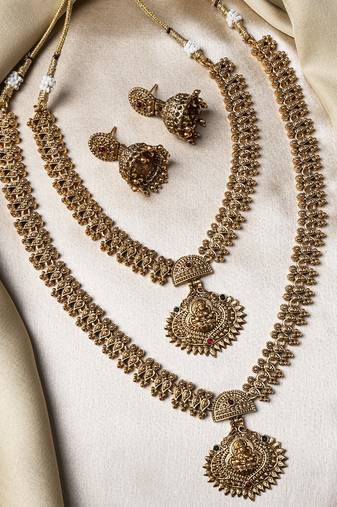 Antique gold plated combo jewelry set