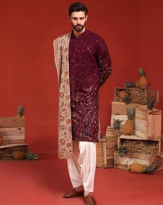 Kush wine kurta set 1