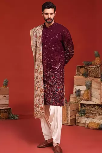 Kush wine kurta set