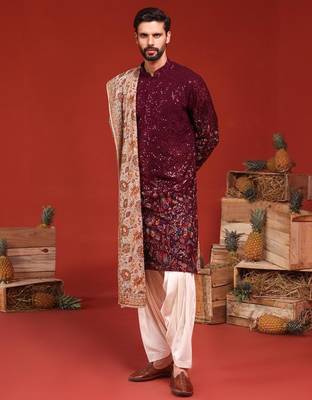 Kush wine kurta set 2