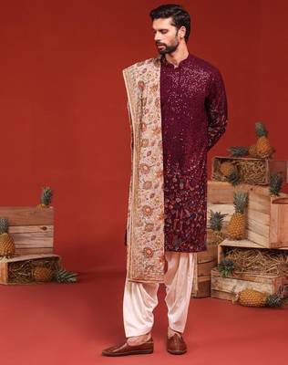 Kush wine kurta set 3