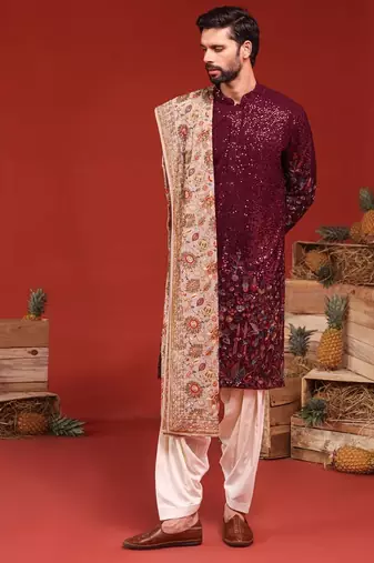 Kush wine kurta set