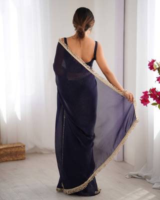 Purple satin saree 3