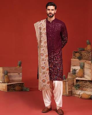 Kush wine kurta set 4