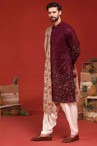 Kush wine kurta set