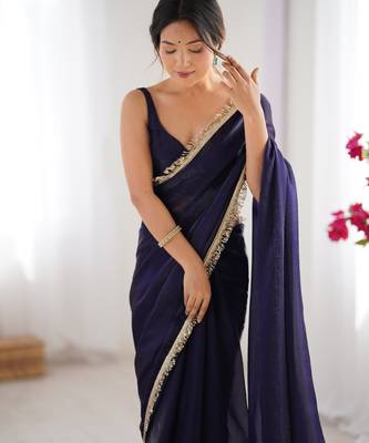 Purple satin saree 4