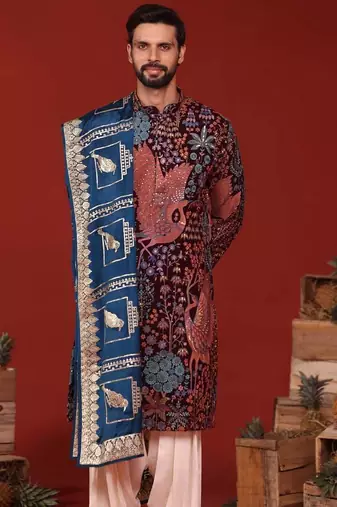 Aarv wine kurta set